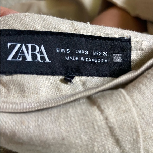 ZARA WOMAN LINEN BLEND PAREO PANTS TROUSERS LIGHT BEIGE S - Picture 7 of 7